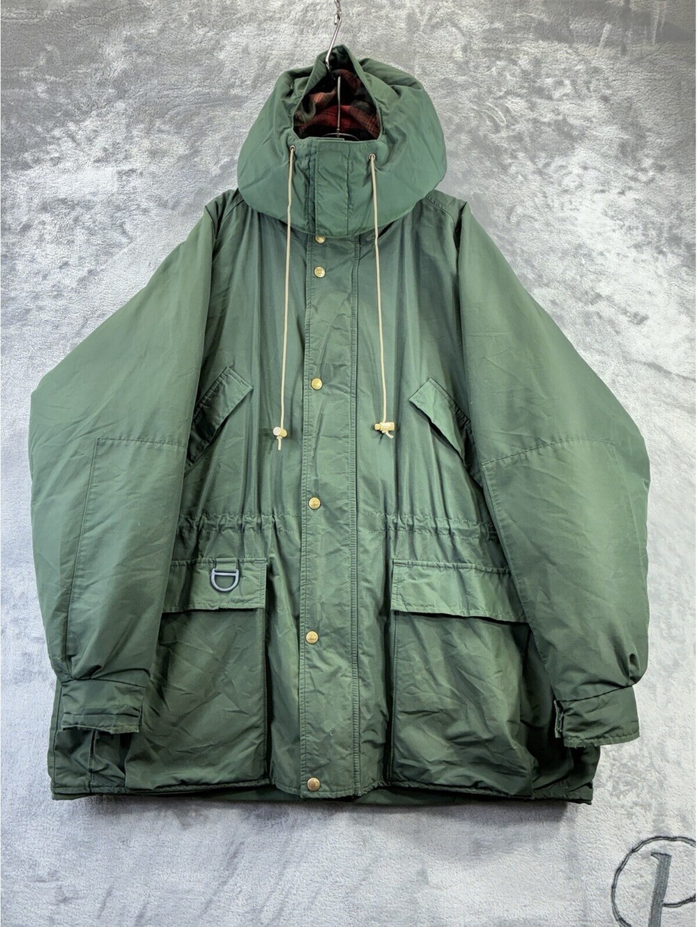 Woolrich Spruce Parka Jacket Vintage Mens XL Green Hooded Lined Wool Insulated